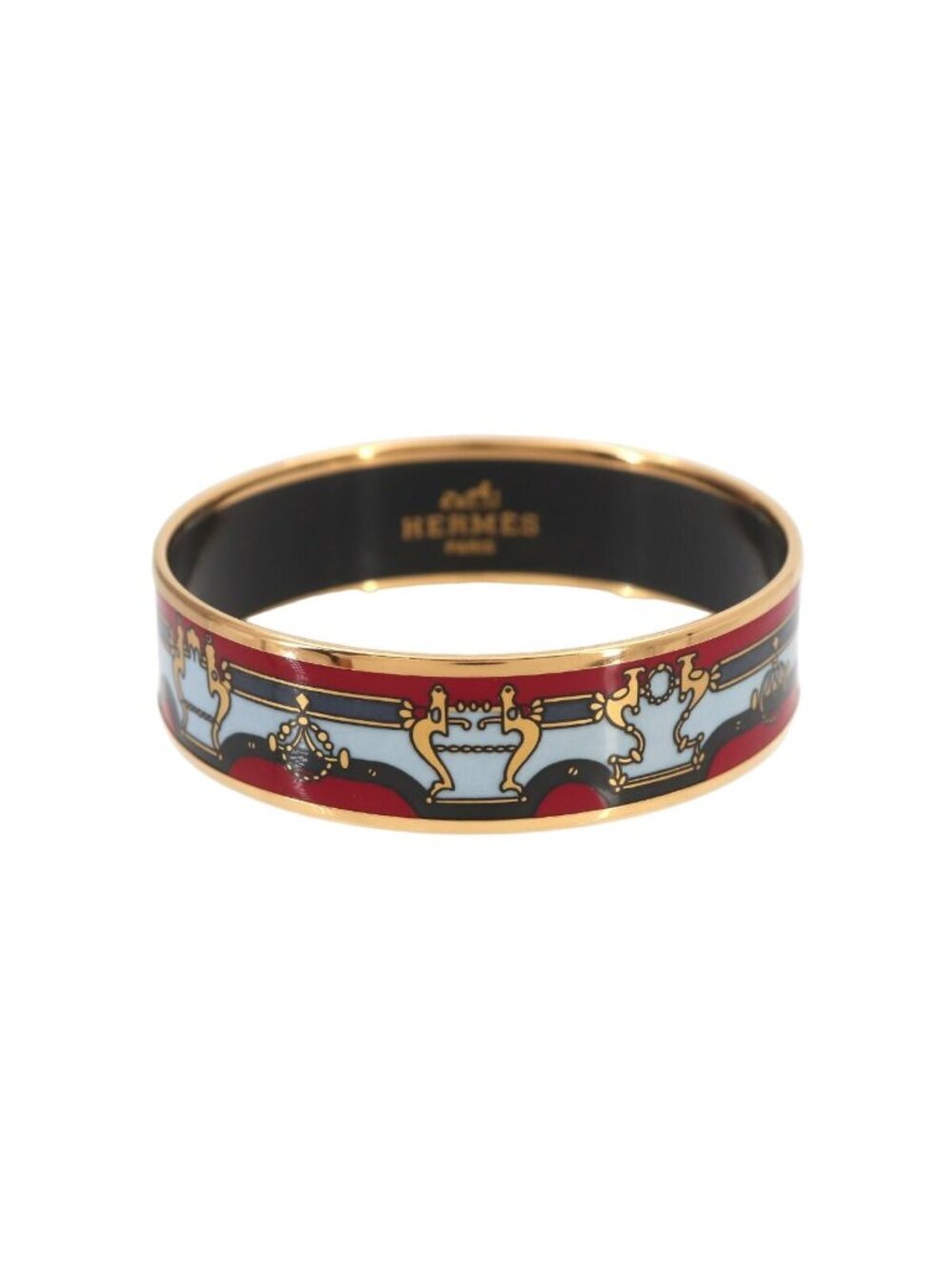 Hermes Enamel Bangle Bracelet Red Multicolor Gold Email